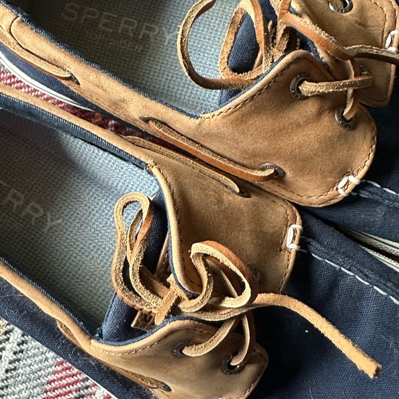 SPERRY ⚓️ Men’s Navy & Tan Canvas and Leather Boat Shoes - Size 11.5 - Picture 9 of 14
